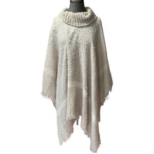 Mixit beige sweater knit cowl neck nubby poncho